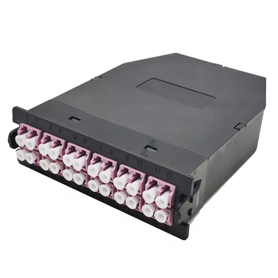 24F 블랙 LC 듀플렉스 멀티모드 MPO MTP 파이버 카세트 24 포트 OM3 OM4 OS2 패치 패널