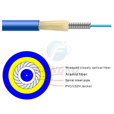 품질  Single Mode Simplex Armored Optical Fiber Cable GJSFJV With PVC Jacket 공장