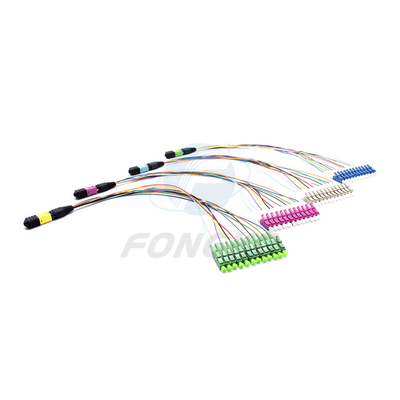 8/12/24 FTTB 0.9mm MPO 커넥터 타입을 위한 섬유 MTP MPO에서 LC Fanout 패치 케이블
