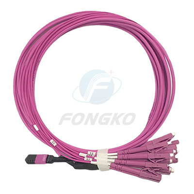 LC 광섬유 브레이크아웃 케이블에 대한 LC 패치 코드  MPO에 대한 8  섬유 OM4 MPO